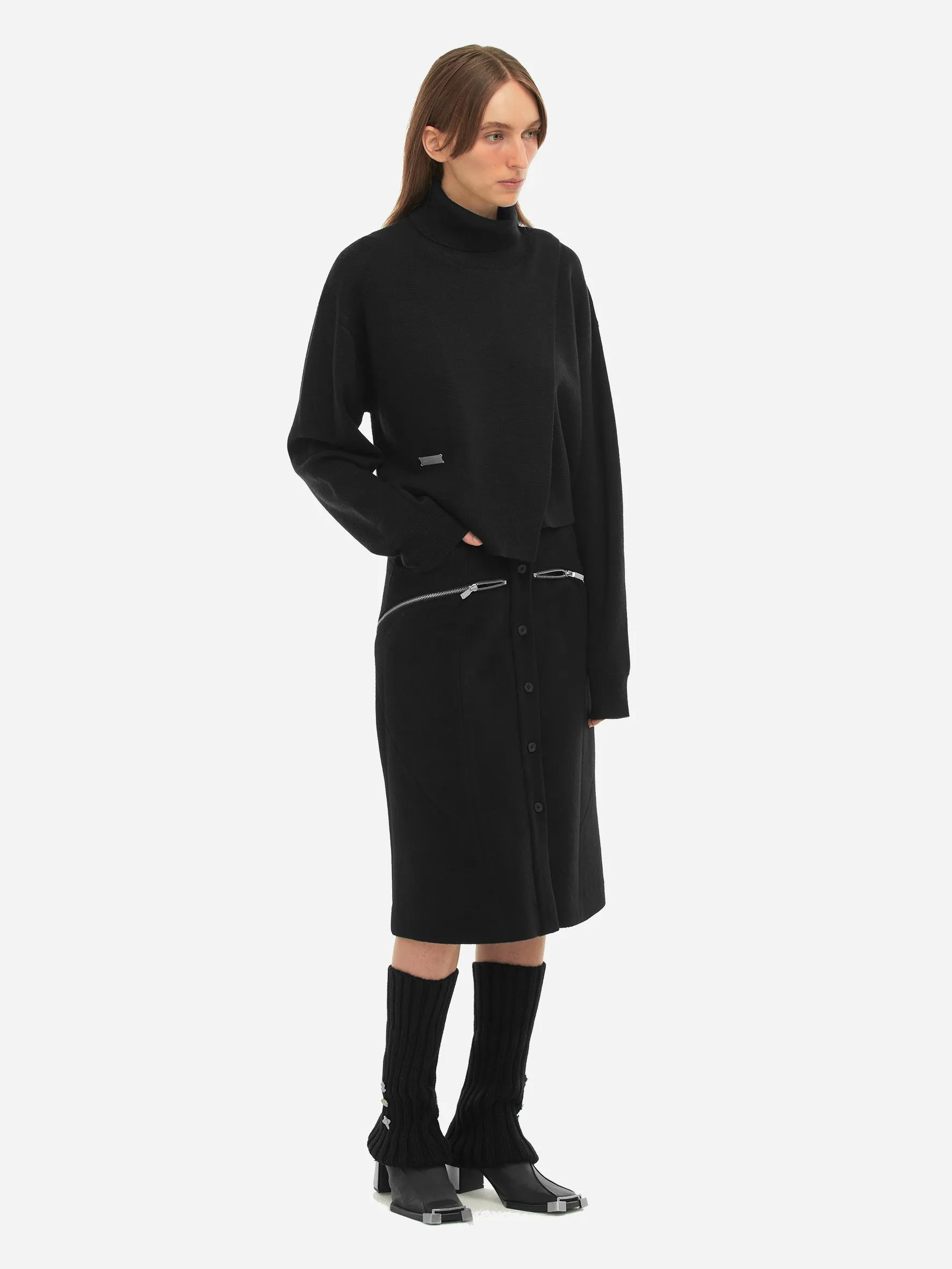 006 - Oversized Asymmetric Knit Turtleneck