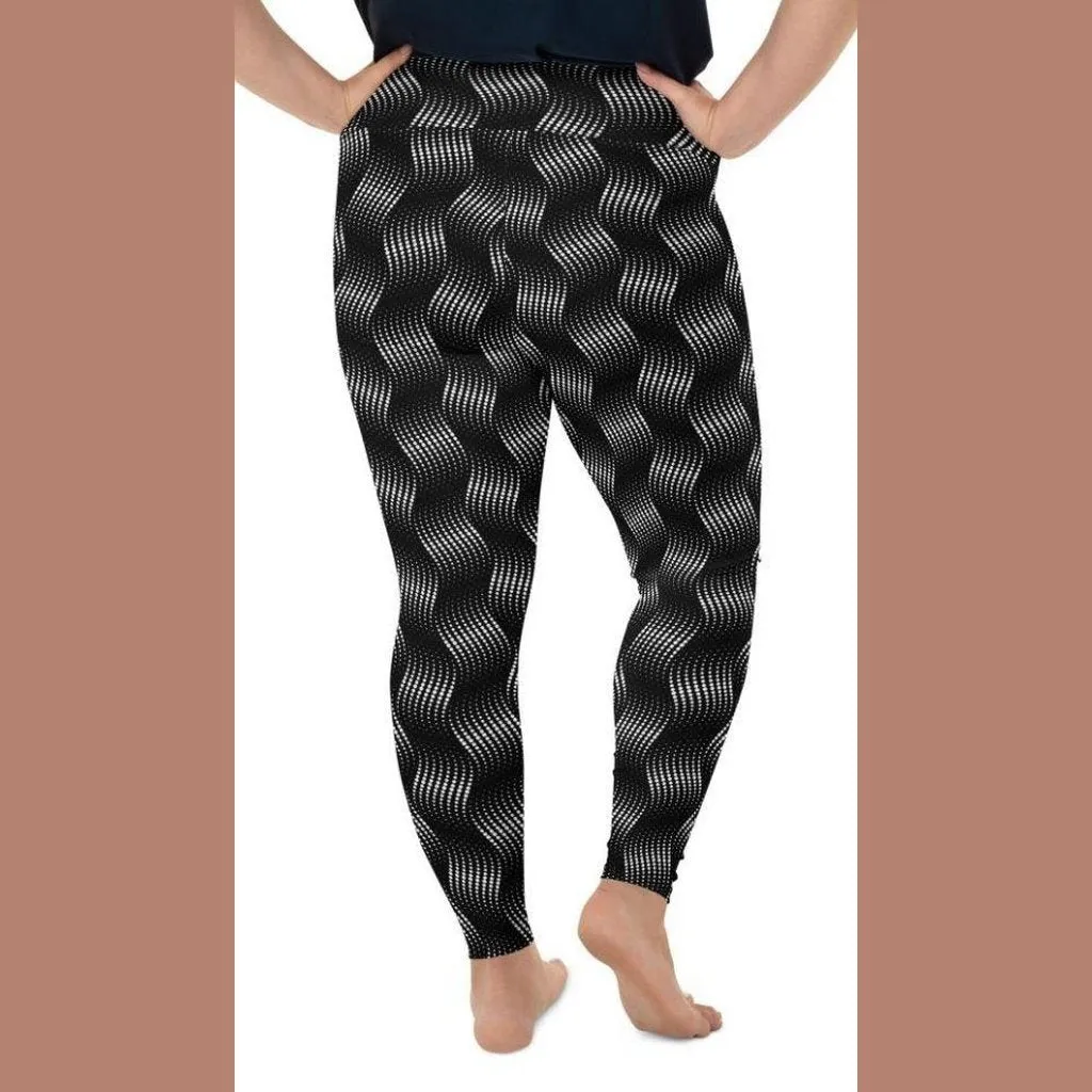 3D Black Pattern Plus Size Leggings