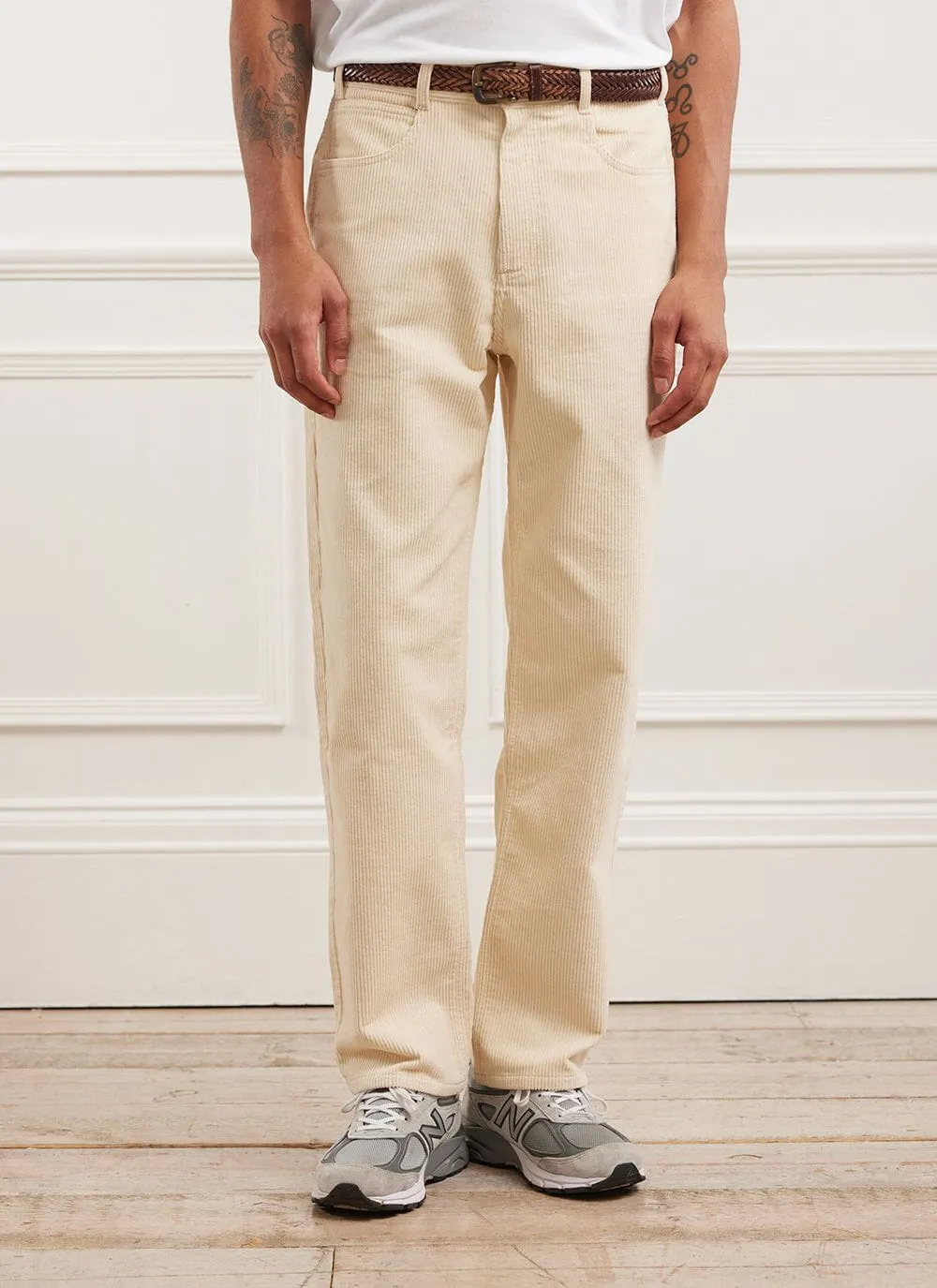 5 Pocket Straight Leg Trousers | Cord | Ecru