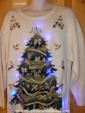 80s Retro Christmas Sweater with Tree and Lights (g254)