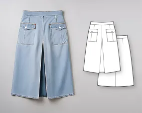 A-line box pleat denim skirt sewing pattern - Skirt pattern - PDF sewing pattern for women