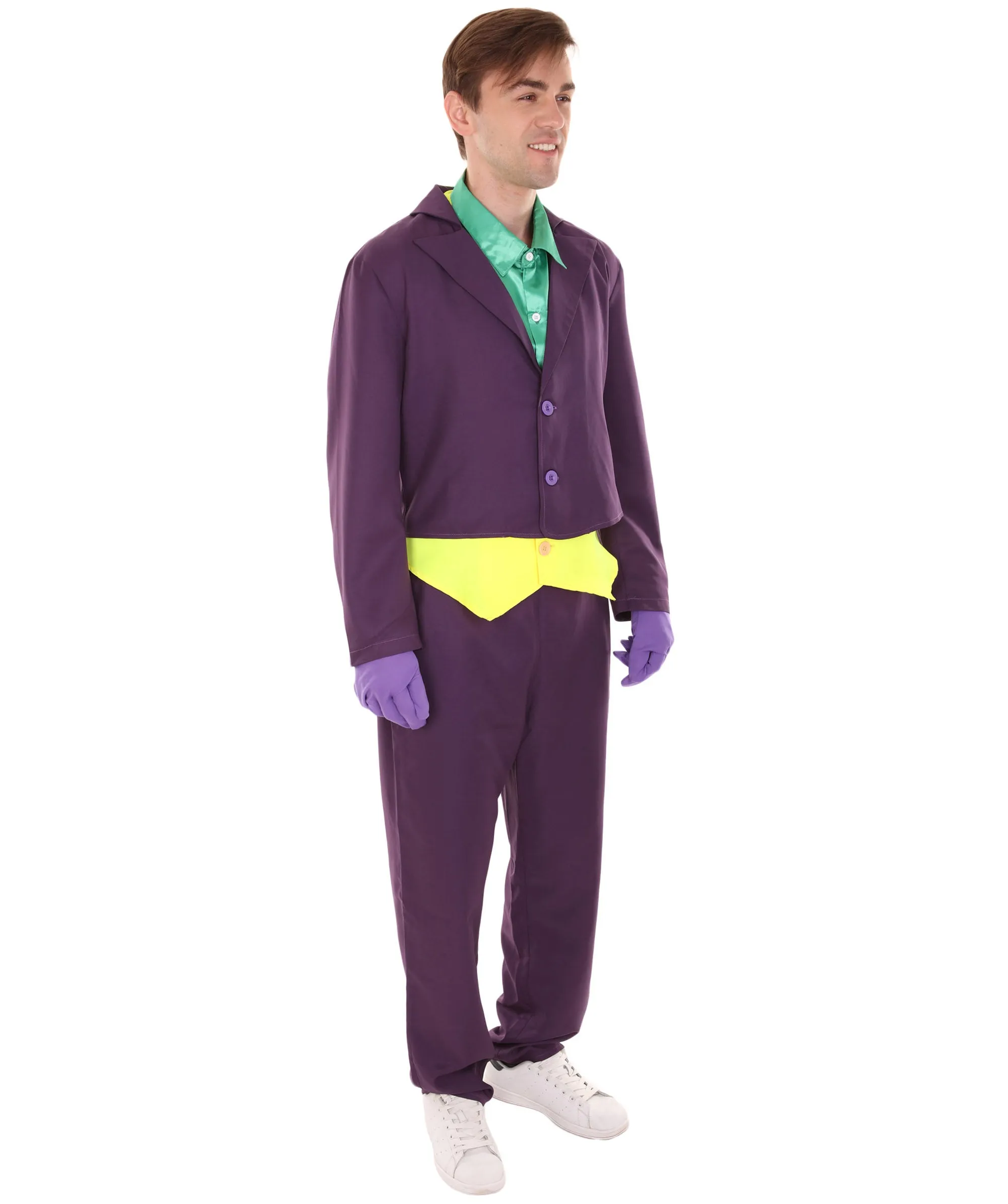 Adult Men's Deluxe Clown Purple Suit Costume | Multi color Halloween Costume