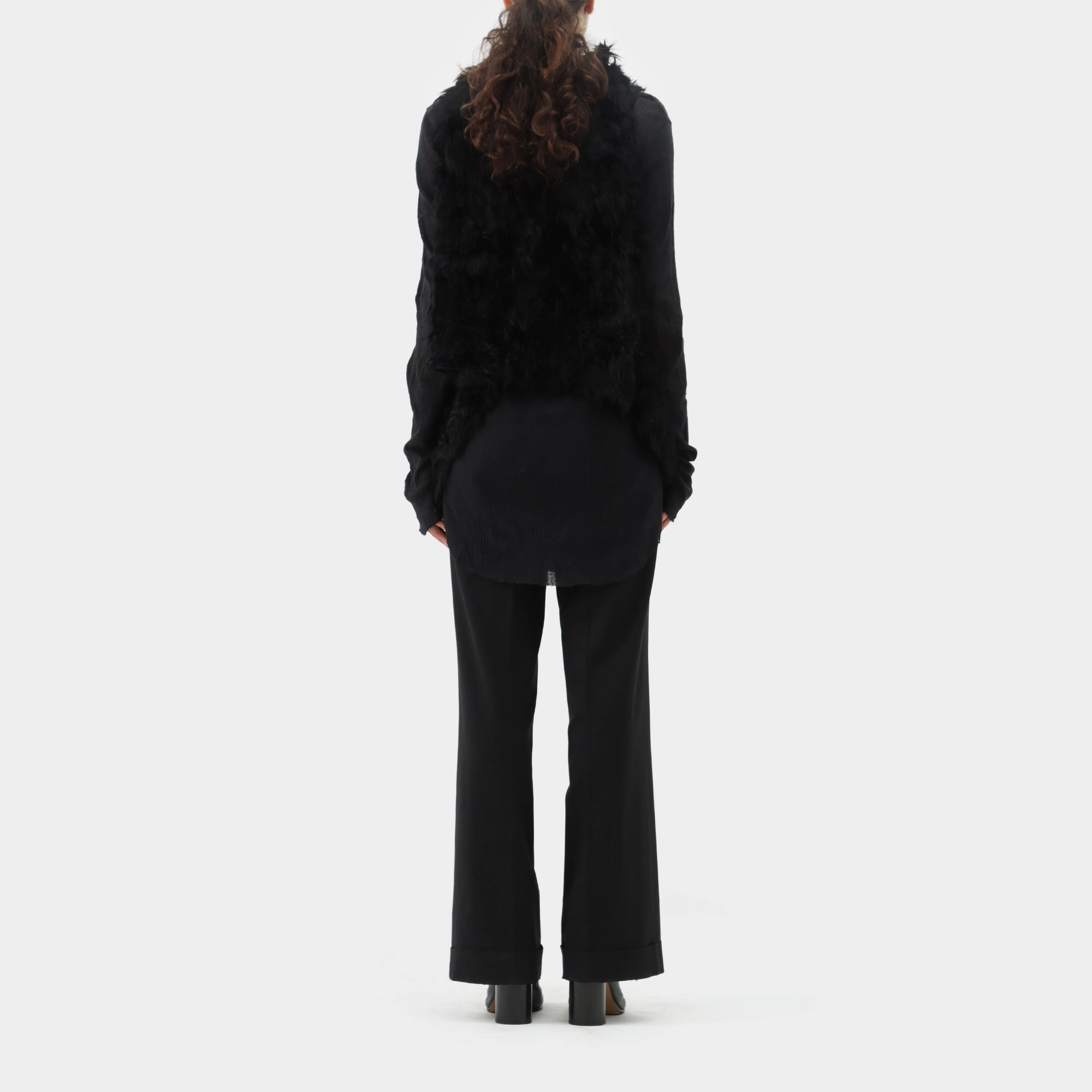 Ann Demeulemeester leather shearling drape vest