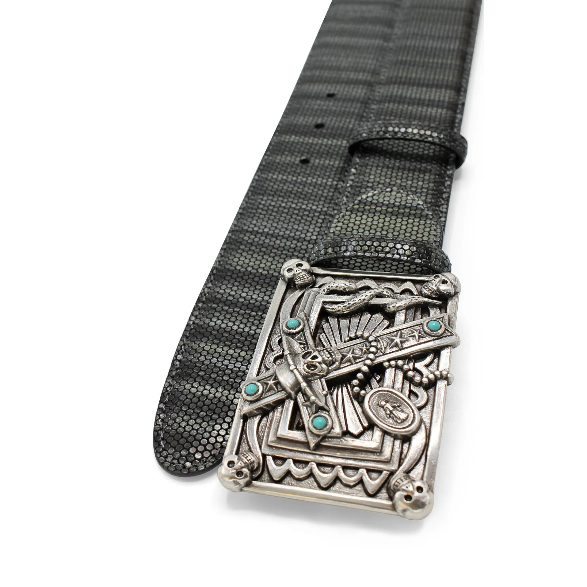 Anthracite Honeycomb Texture Metallic Voodoo Belt