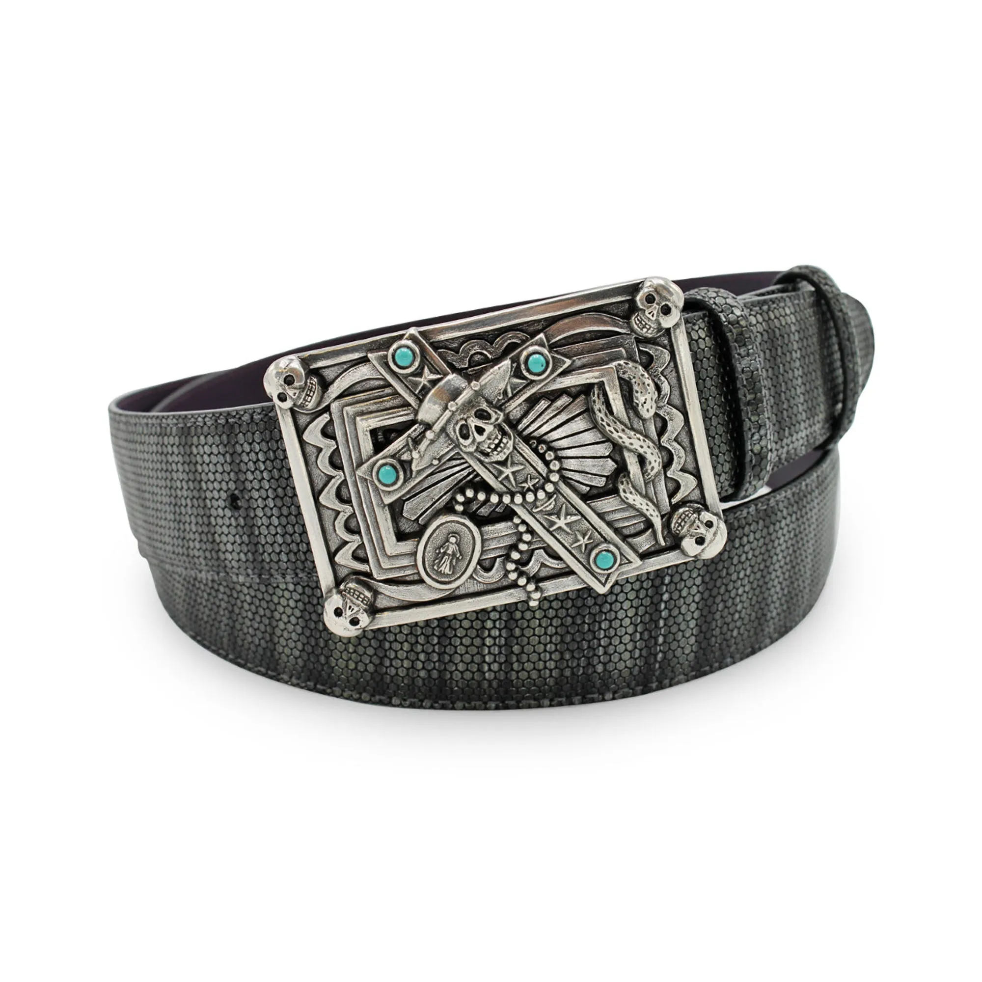 Anthracite Honeycomb Texture Metallic Voodoo Belt