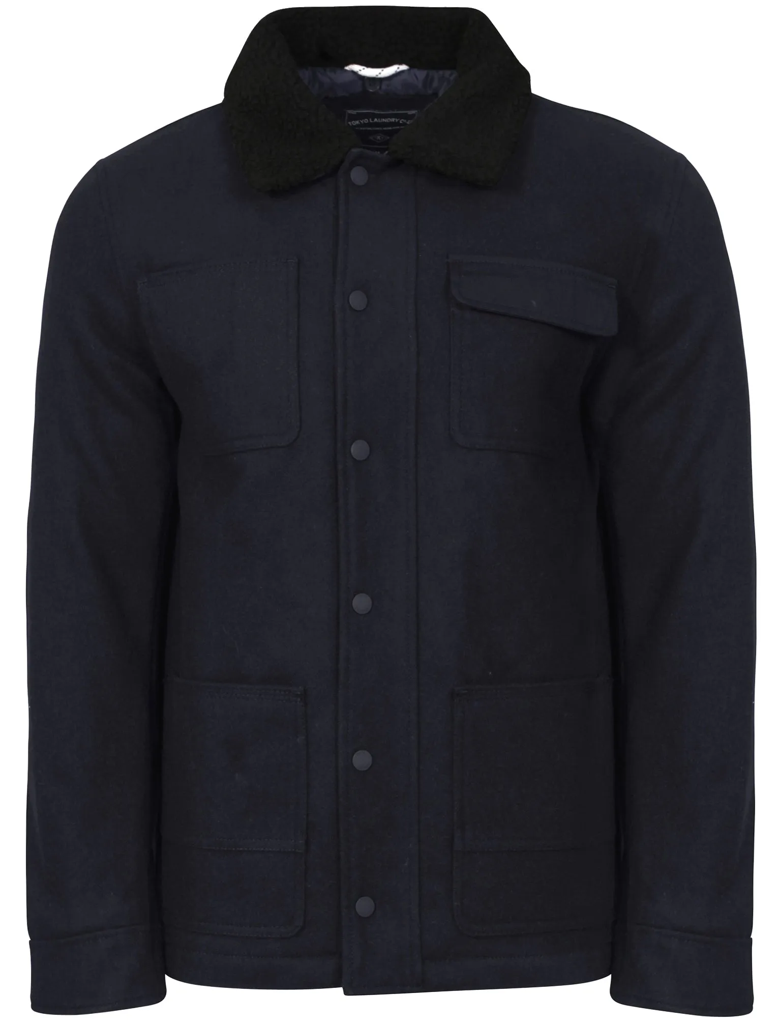 Babayan Wool Rich Borg Collar Jacket in Navy - Tokyo Laundry