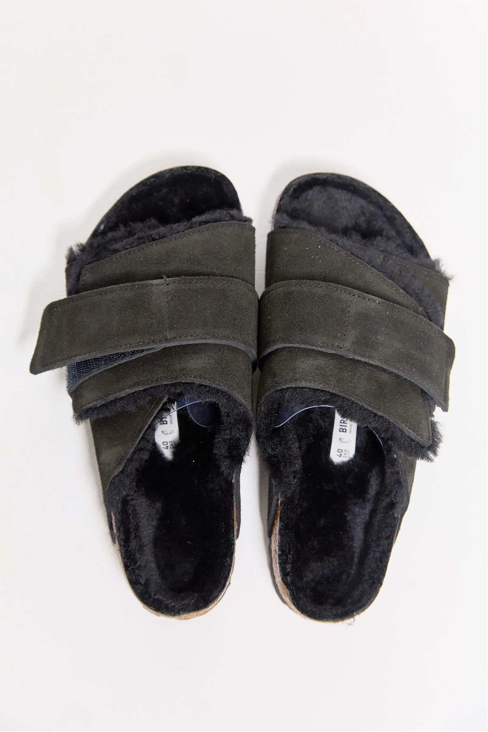 birkenstock kyoto shearling black suede leather/shearling