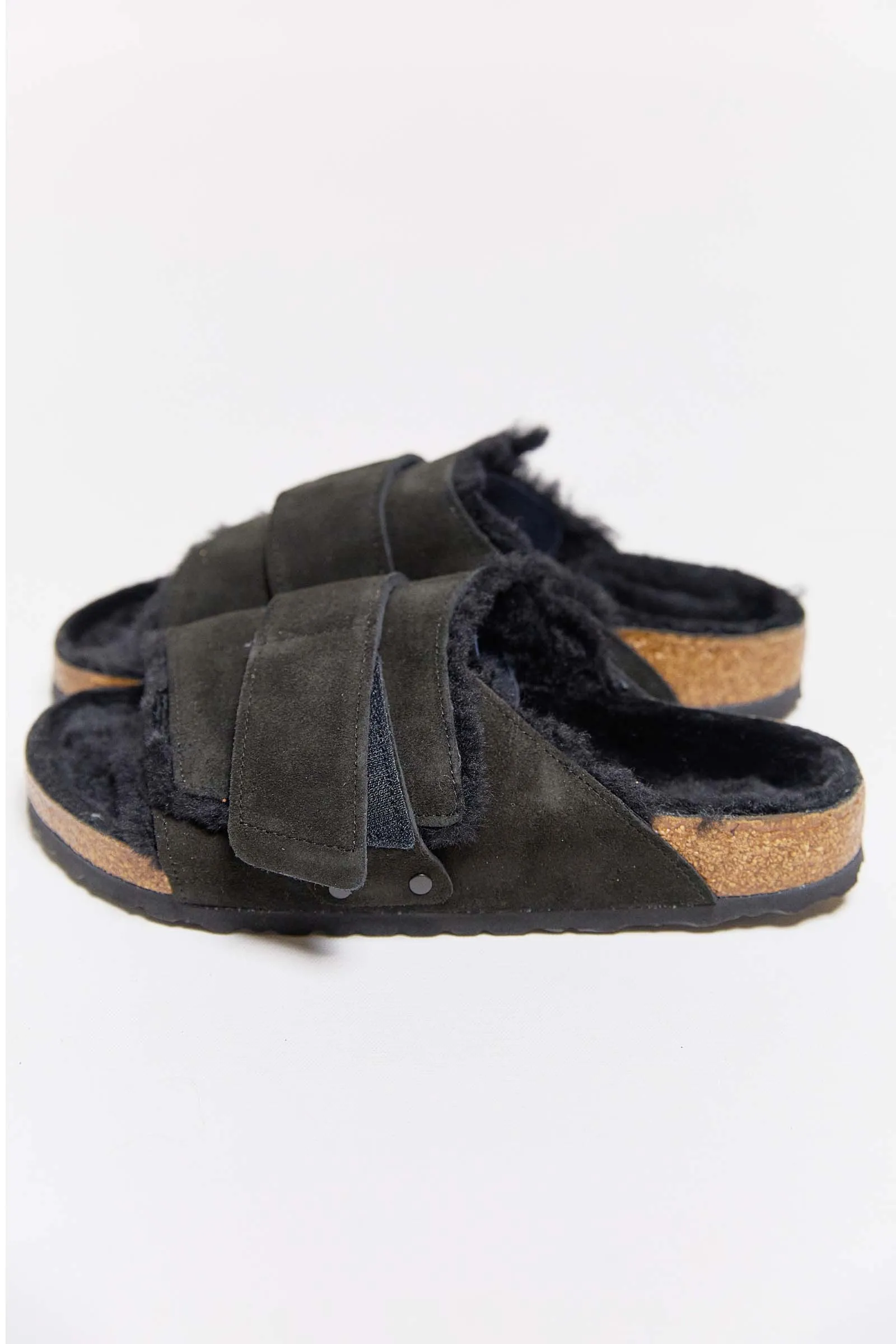 birkenstock kyoto shearling black suede leather/shearling