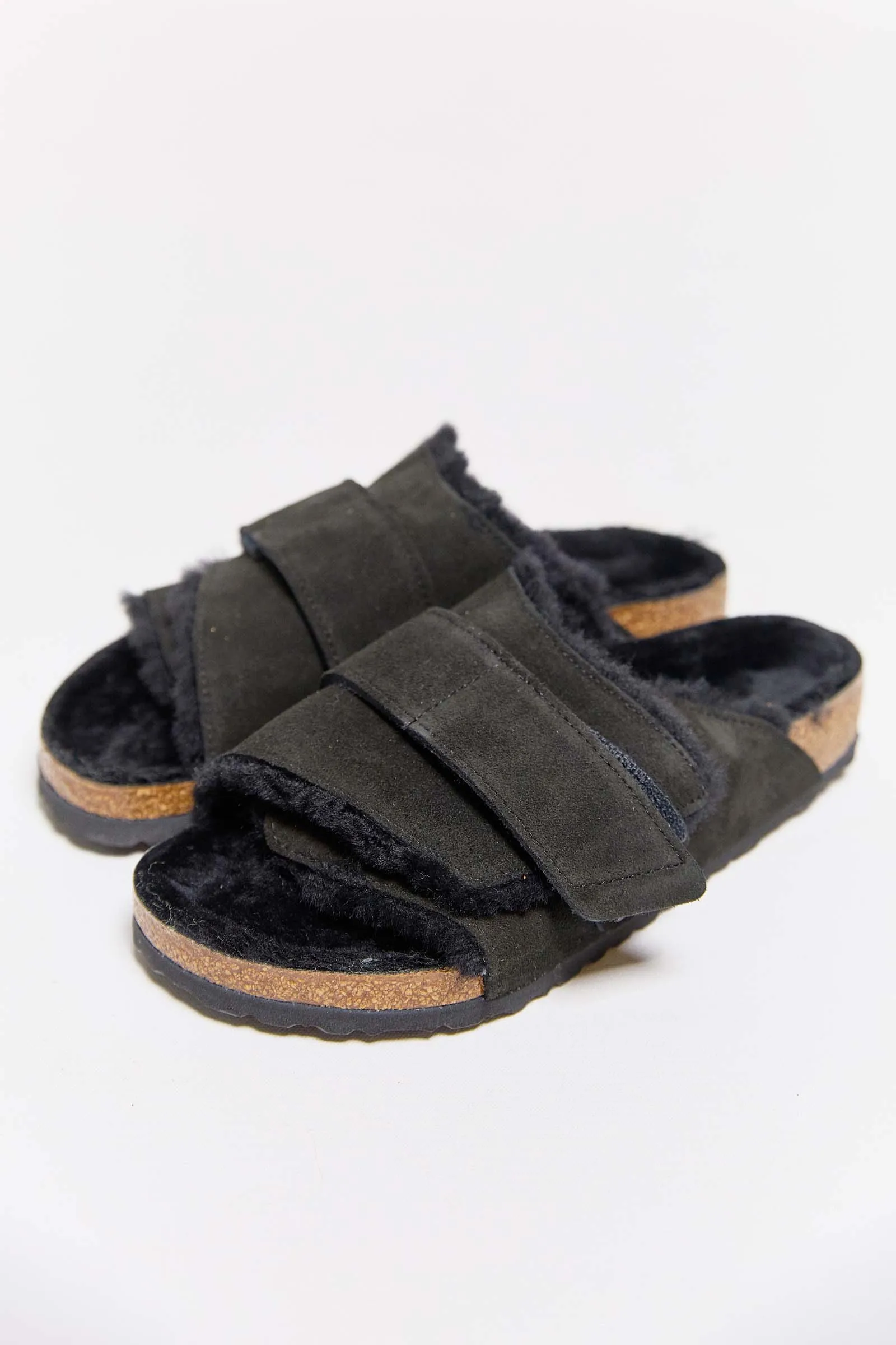 birkenstock kyoto shearling black suede leather/shearling