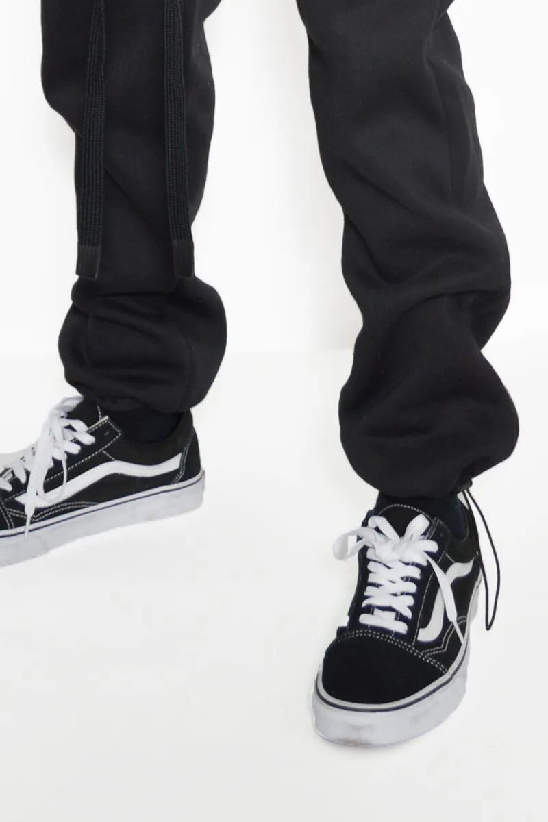 Black Tshirt Ankle Toggle Sweatpants Set