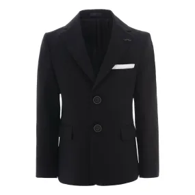 Black Twill Peak Lapel Blazer