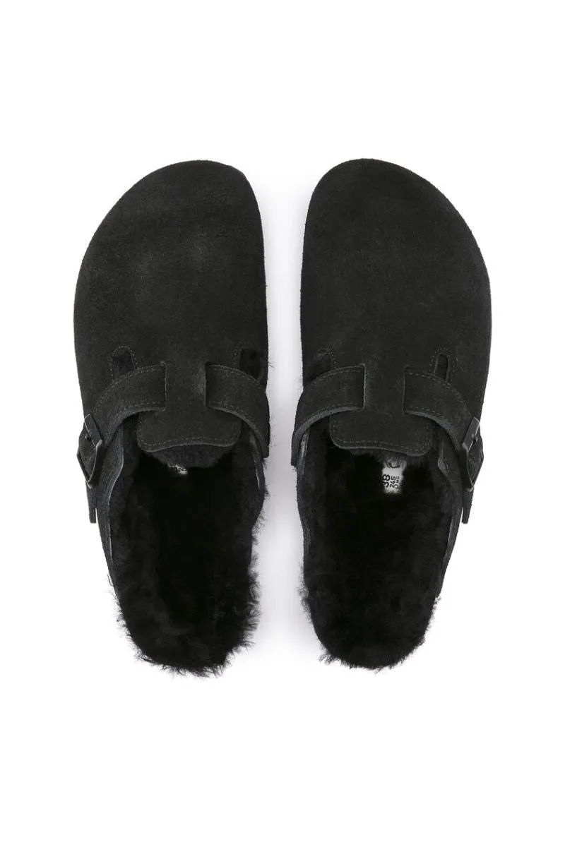 Boston Shearling | Black Suede