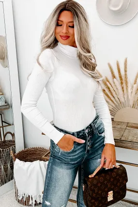 Braxton Ribbed Turtleneck Bodysuit (White)