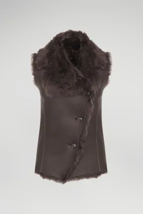 Brown Anthracite Shearling Vest