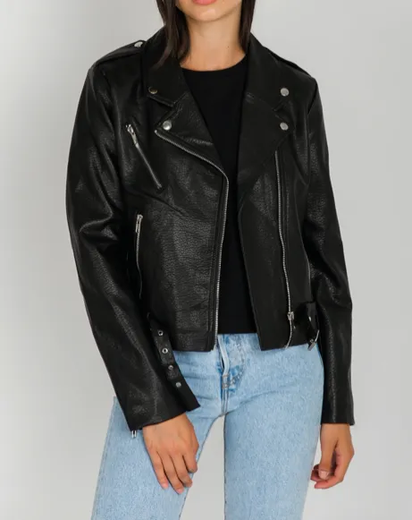 BRUNETTE THE LABEL - The "FLORENCE" Vegan Leather Moto Jacket