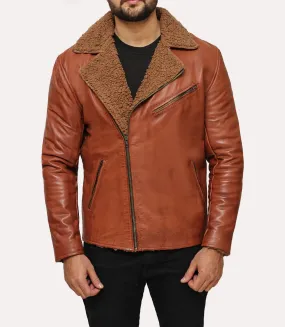 Classic Brown Leather Shearling Jacket