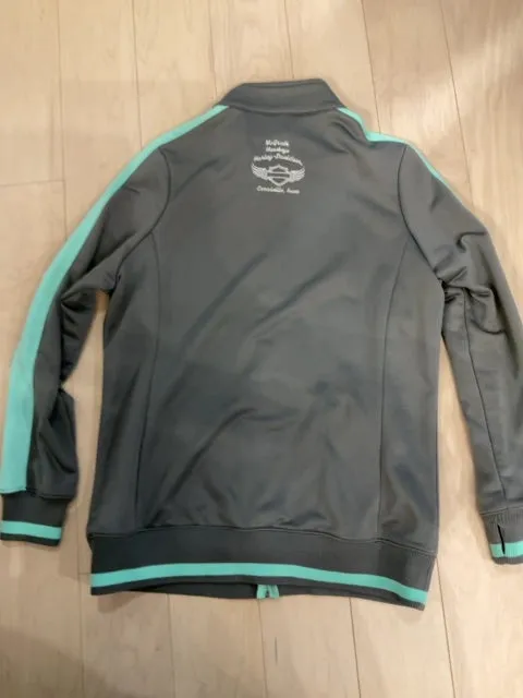 {{ClientCode}} Grey/teal HARLEY DAVIDSON TRACK JACKET, XL