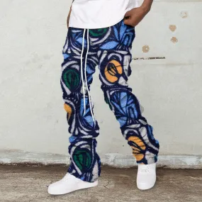 Contrast floral print sherpa hip-hop trousers