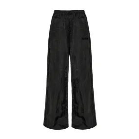 CRUSHED SATIN TRACK PANT - BLACK