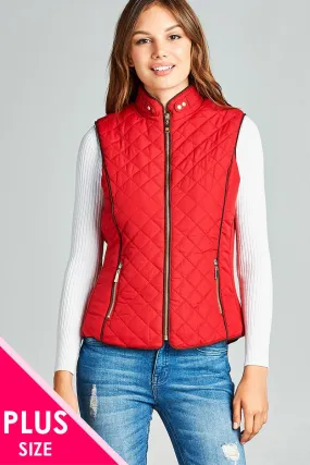 Faux Shearling Lined Quilted Padding Vest