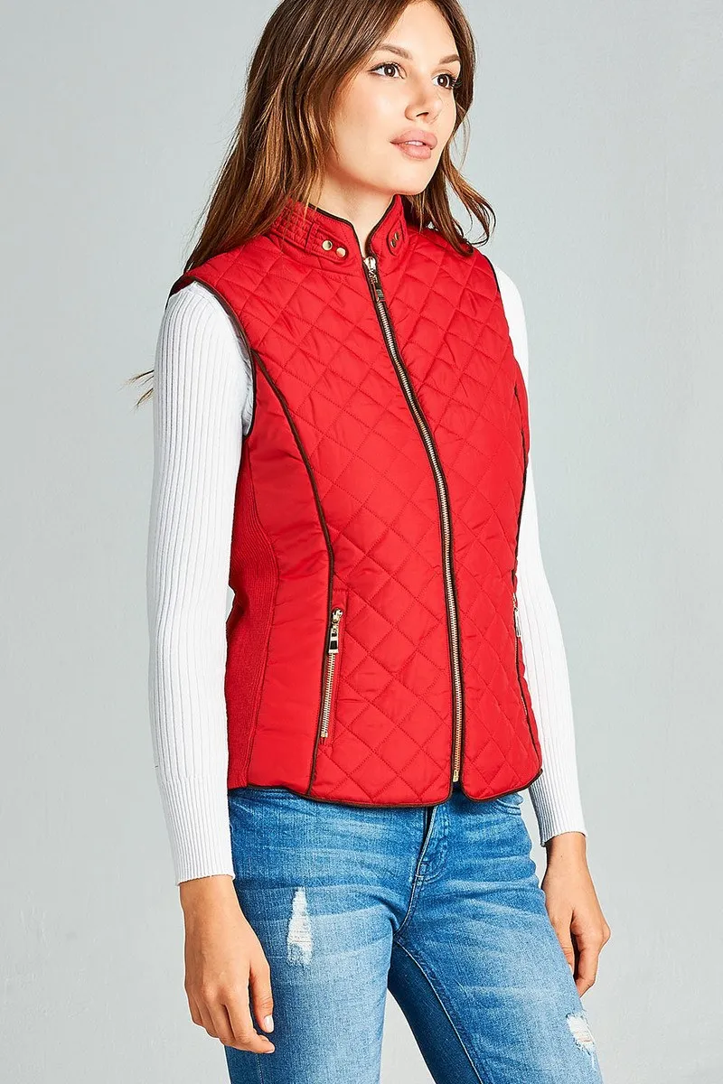 Faux Shearling Lined Quilted Padding Vest