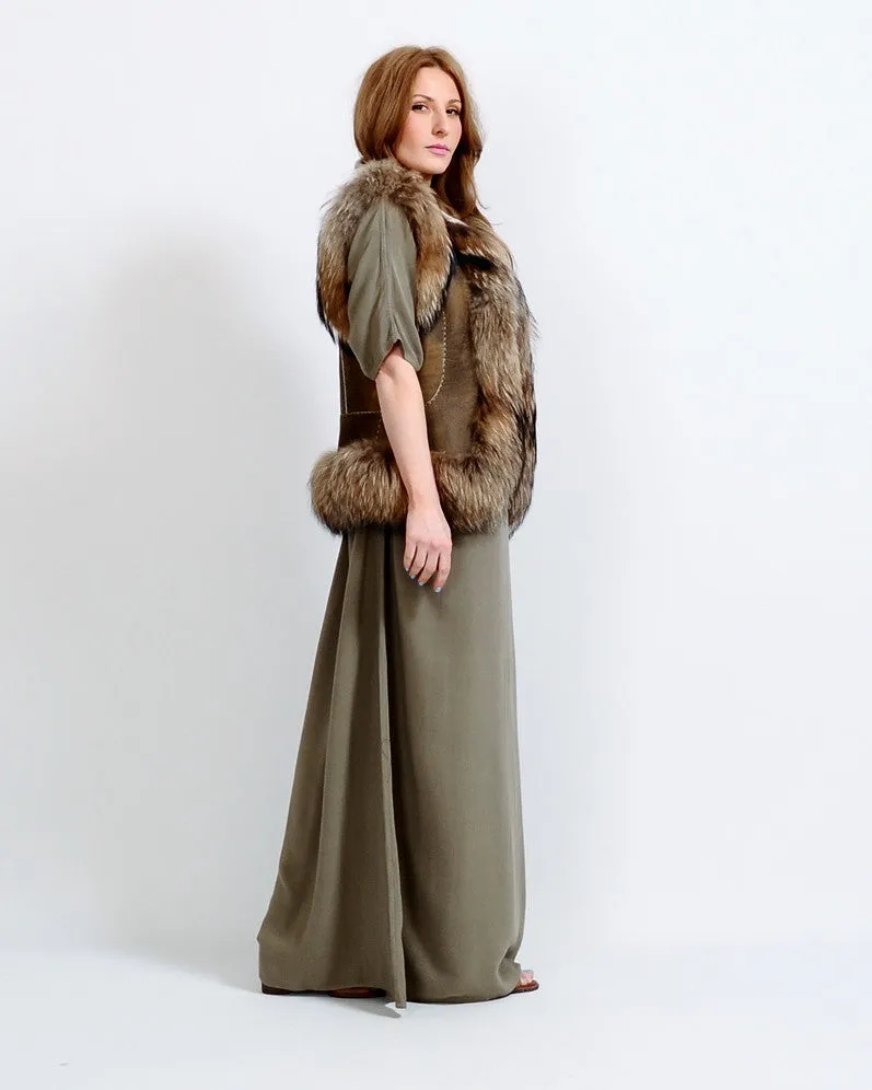 Feathered Tanuki Fur Vest