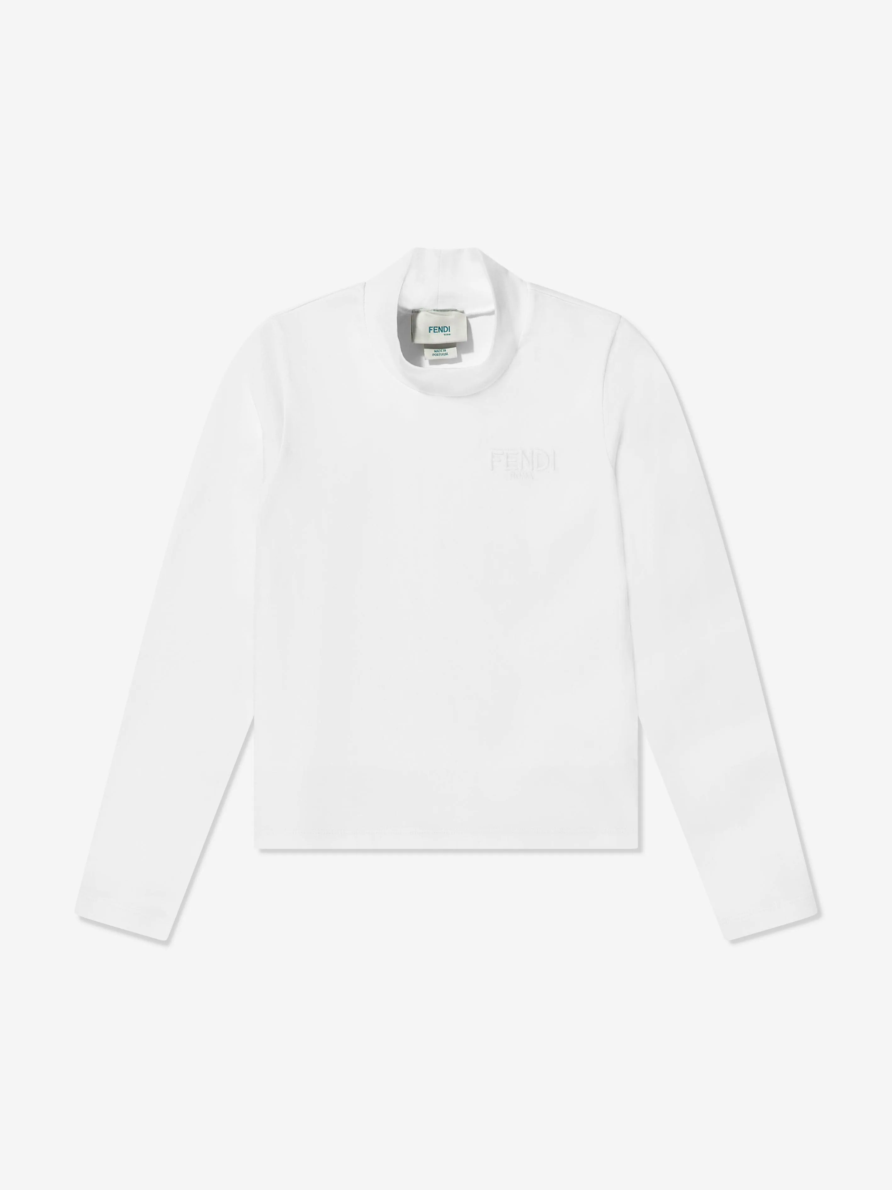 Fendi Girls Turtleneck Top in White