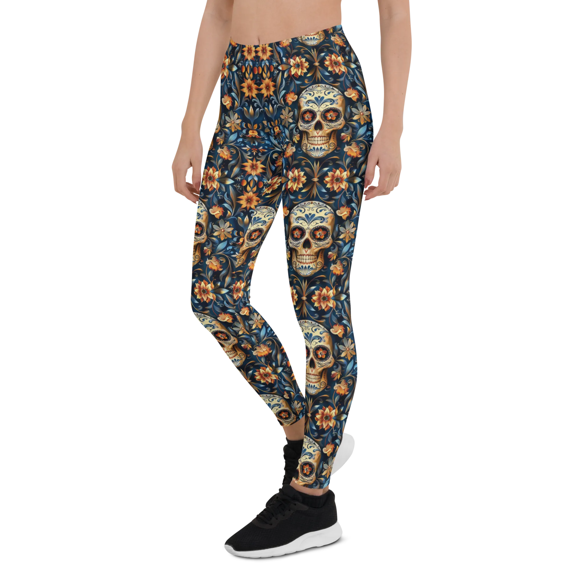 Festival Blue Sugar Skull Leggings