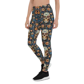 Festival Blue Sugar Skull Leggings