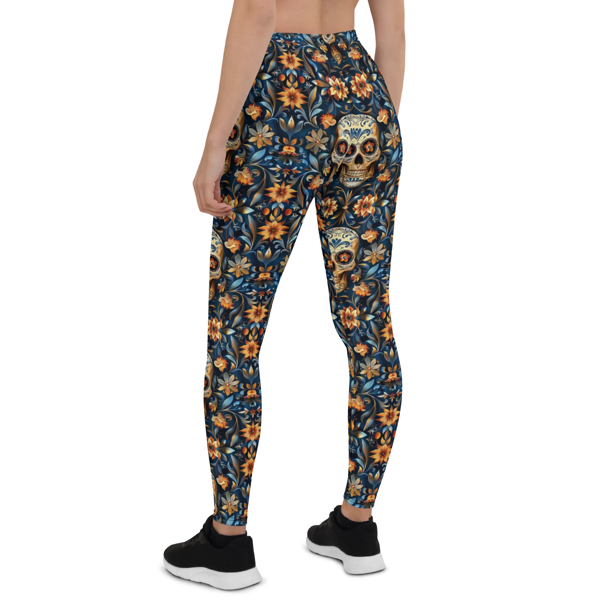 Festival Blue Sugar Skull Leggings