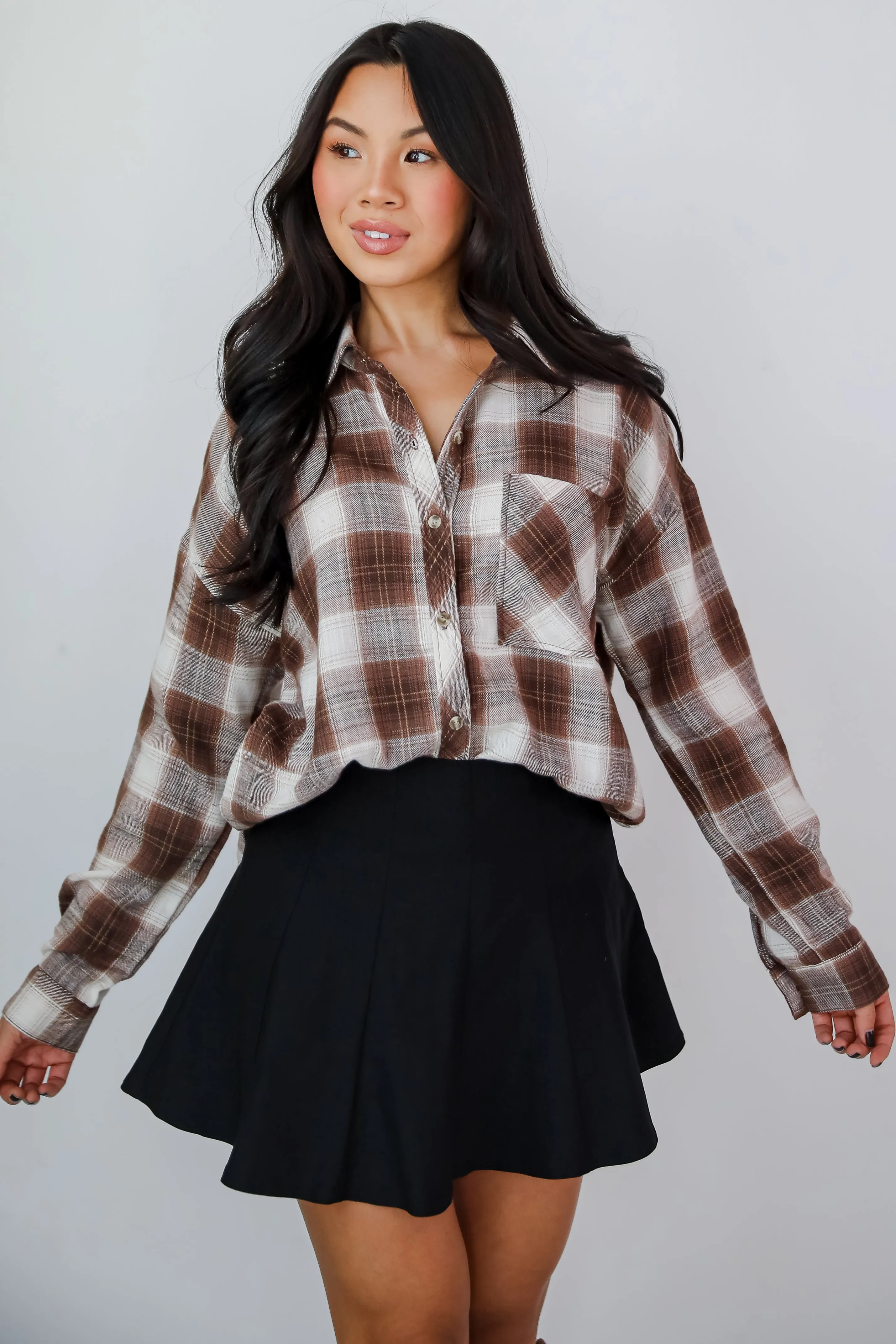 FINAL SALE - Edgy Forecast Brown Plaid Flannel