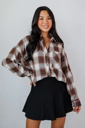 FINAL SALE - Edgy Forecast Brown Plaid Flannel