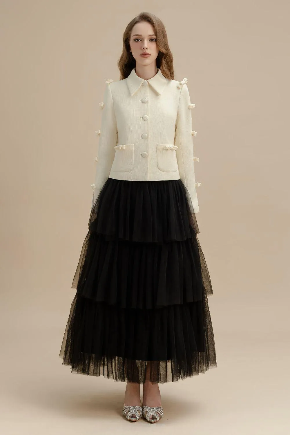 Gwyneth Layered Gathered Tulle Ankle Length Skirt