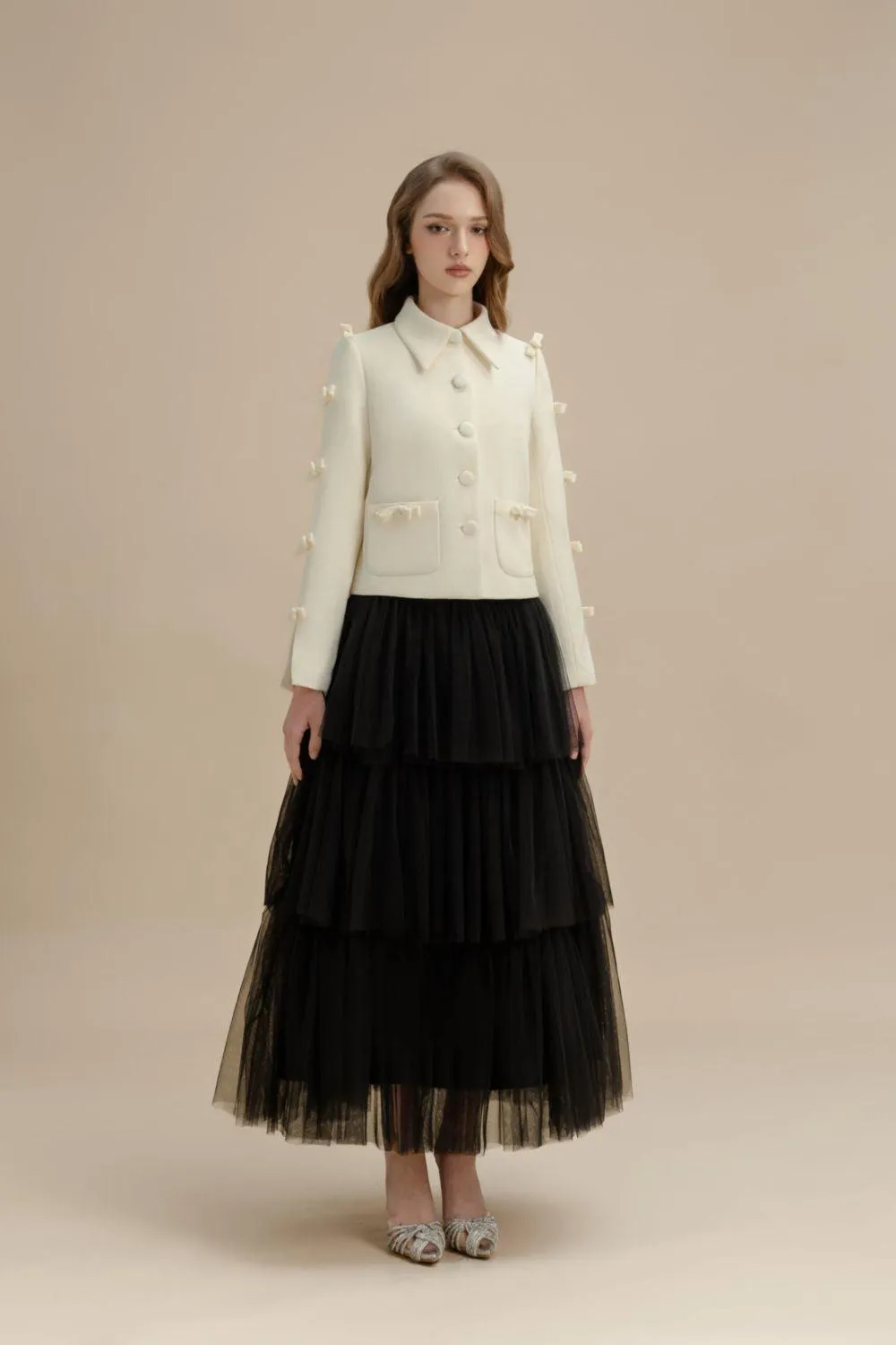 Gwyneth Layered Gathered Tulle Ankle Length Skirt