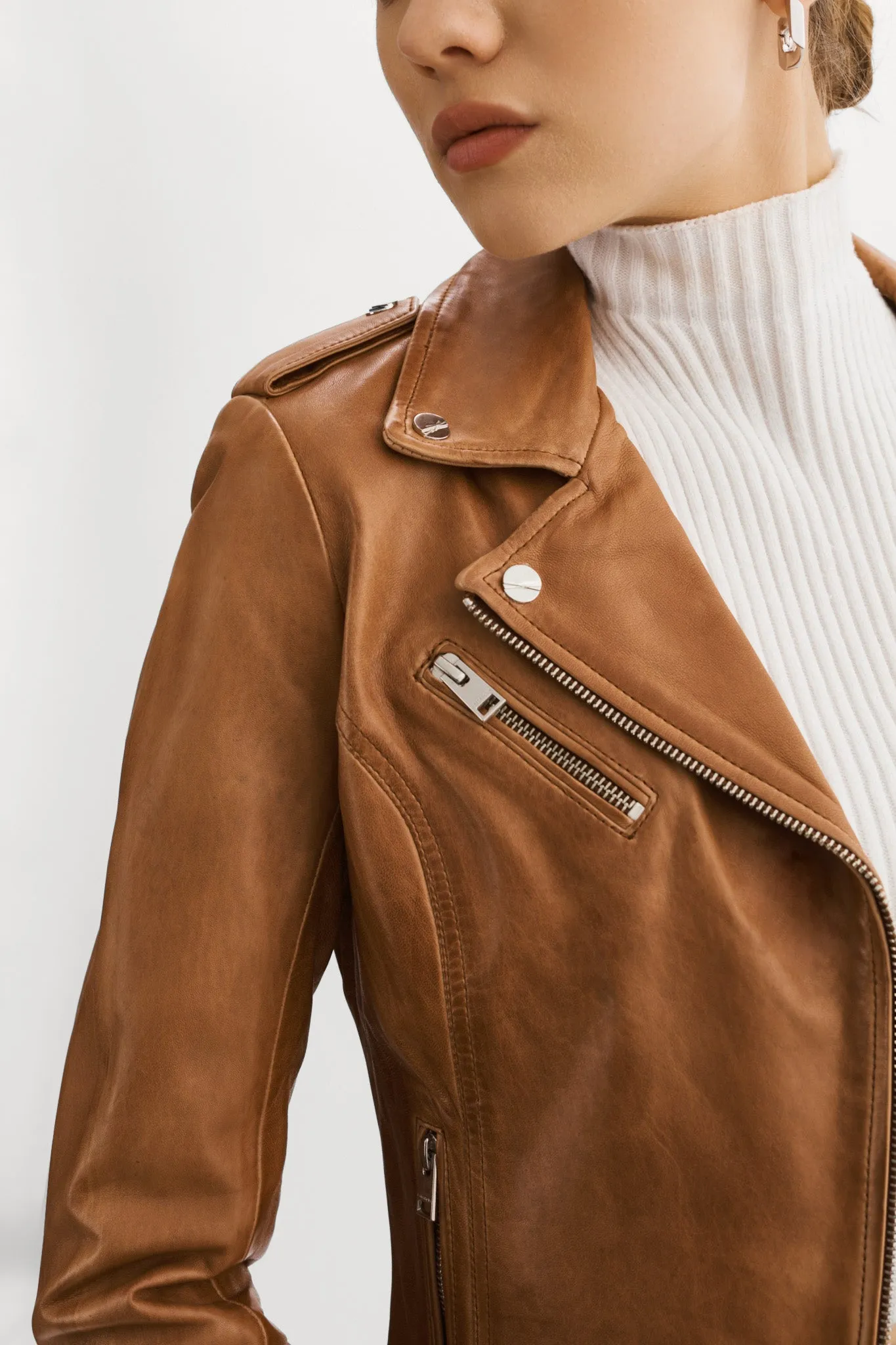 HARPER | Fitted Leather Biker Jacket