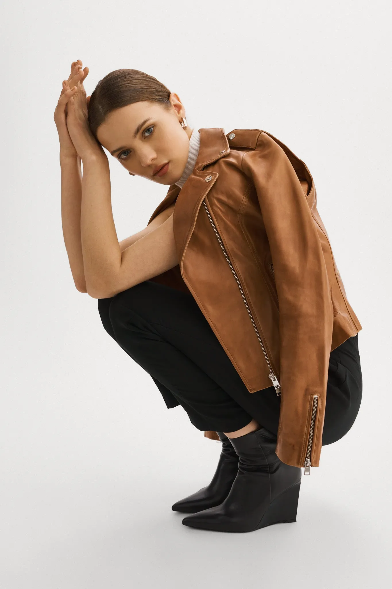 HARPER | Fitted Leather Biker Jacket