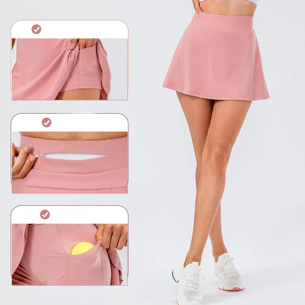 High Quality Tennis Skirt With Zipped Pocket Women Pleated Sports Skirt