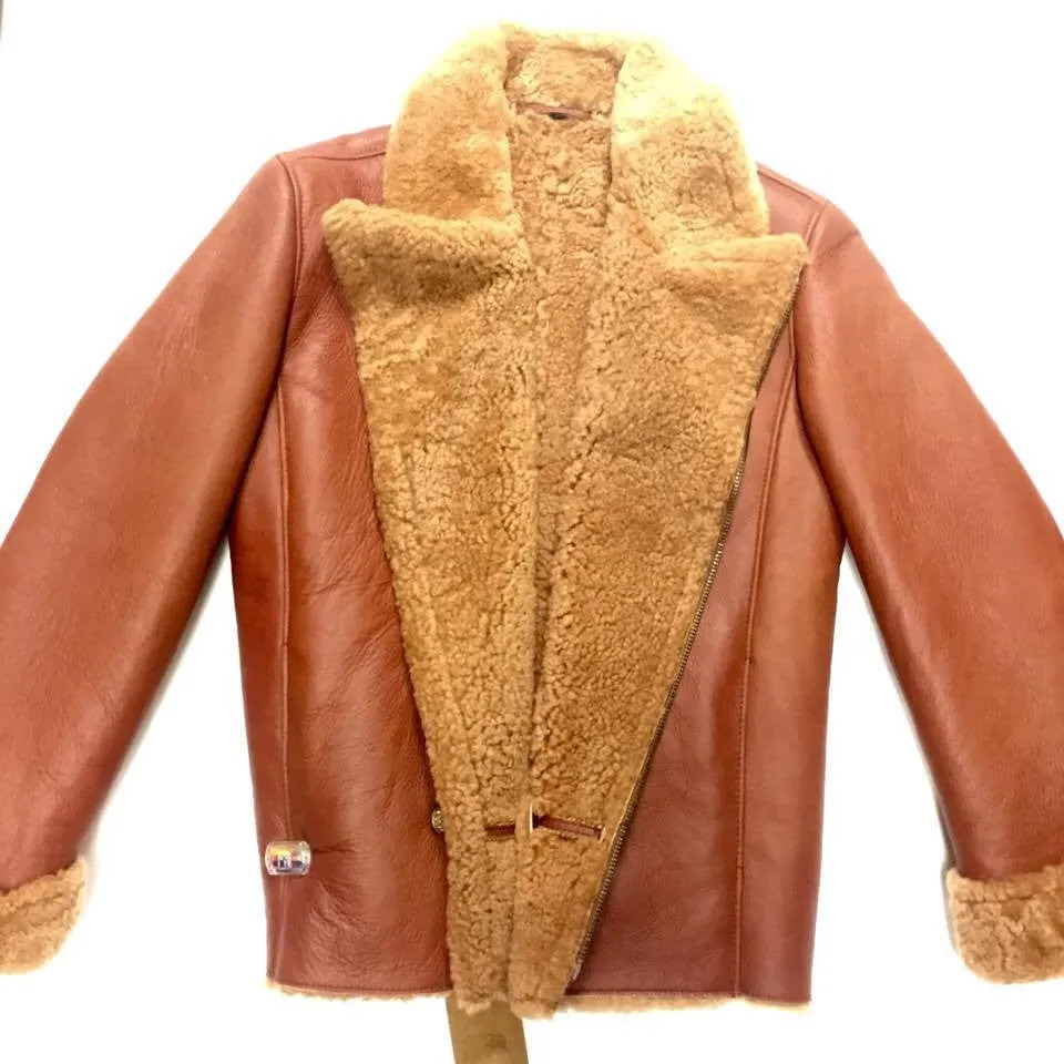 Jakewood Brown Double Breast Biker Style Shearling