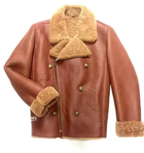 Jakewood Brown Double Breast Biker Style Shearling