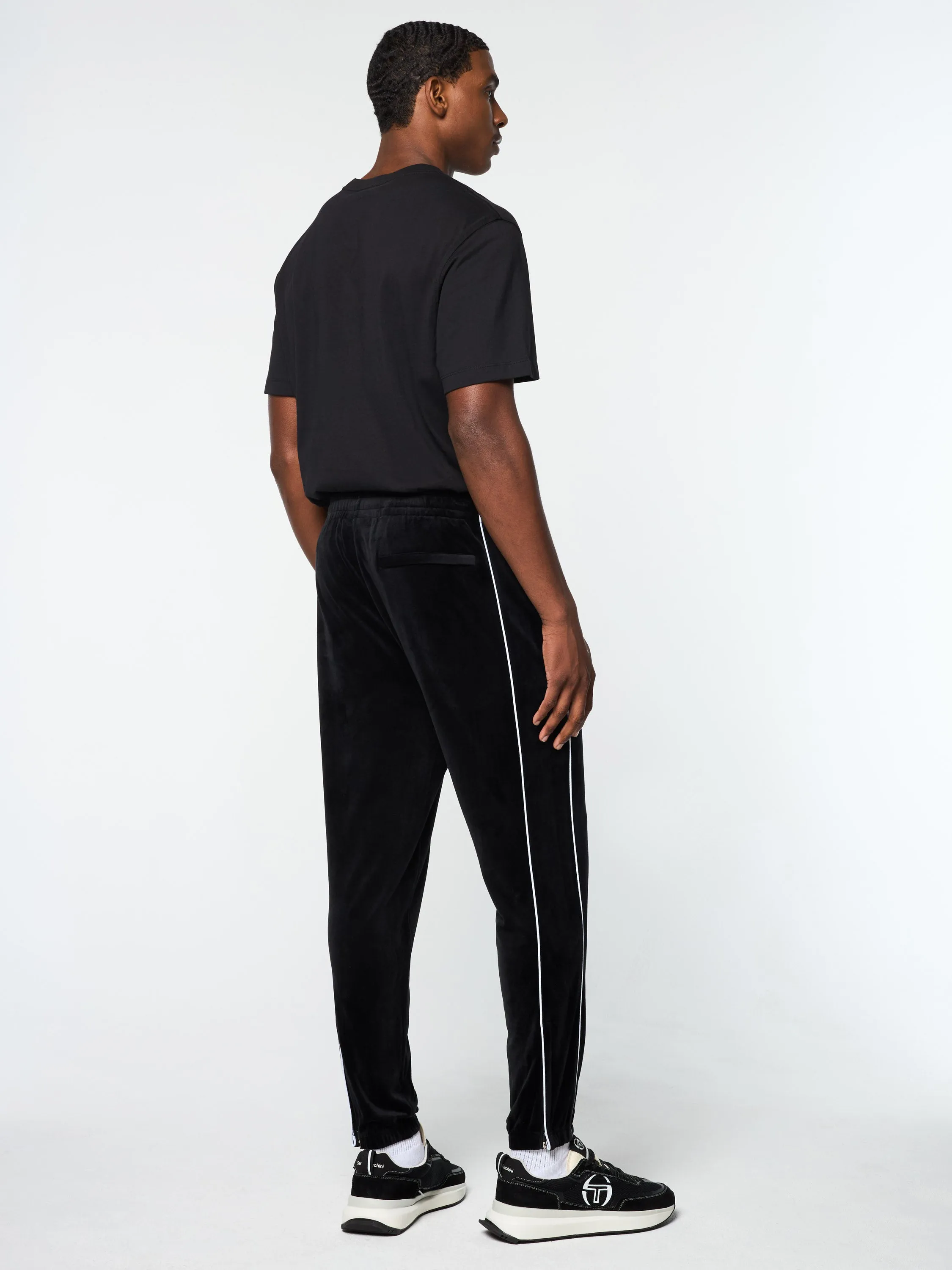 Lioni Velour Track Pant- Black Beauty