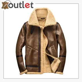 Men Brown Bomber Shearling Jacket