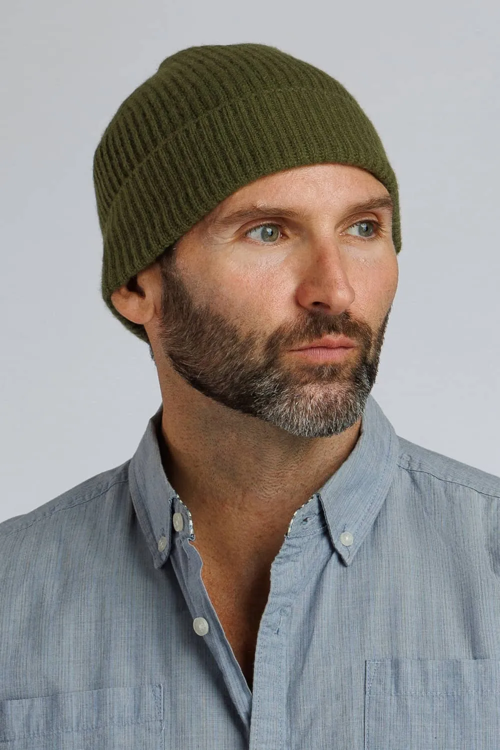 Men's 100% Pure Cashmere Ribbed Hat