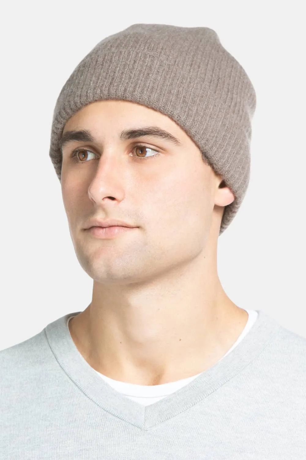 Men's 100% Pure Cashmere Ribbed Hat