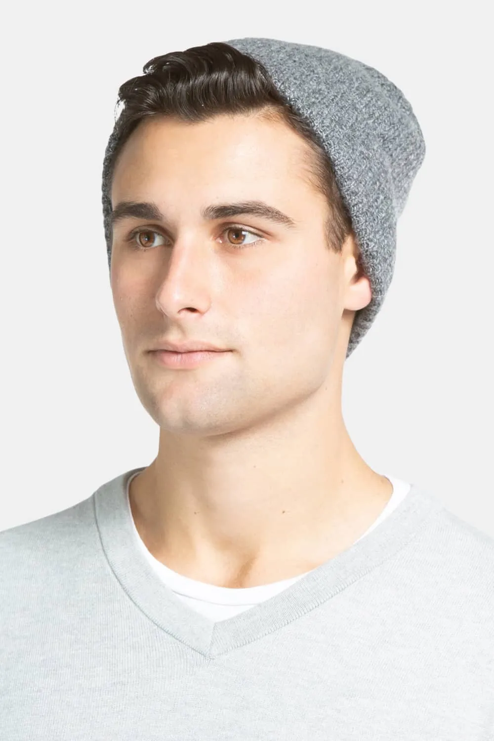 Men's 100% Pure Cashmere Ribbed Hat