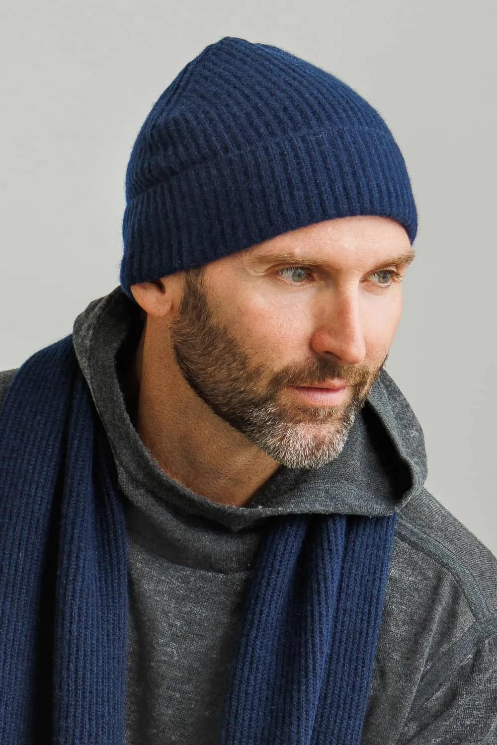 Men's 100% Pure Cashmere Ribbed Hat