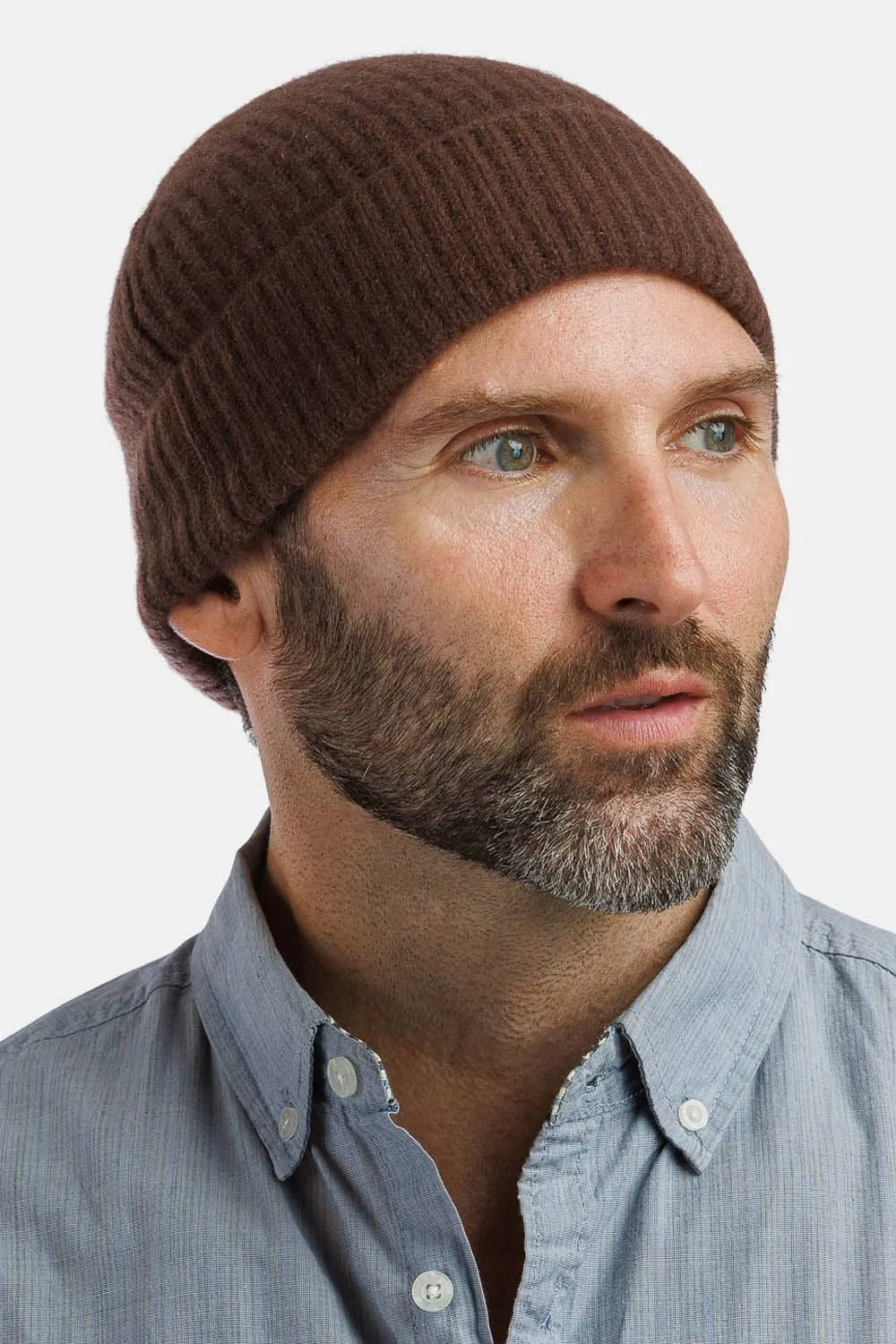 Men's 100% Pure Cashmere Ribbed Hat