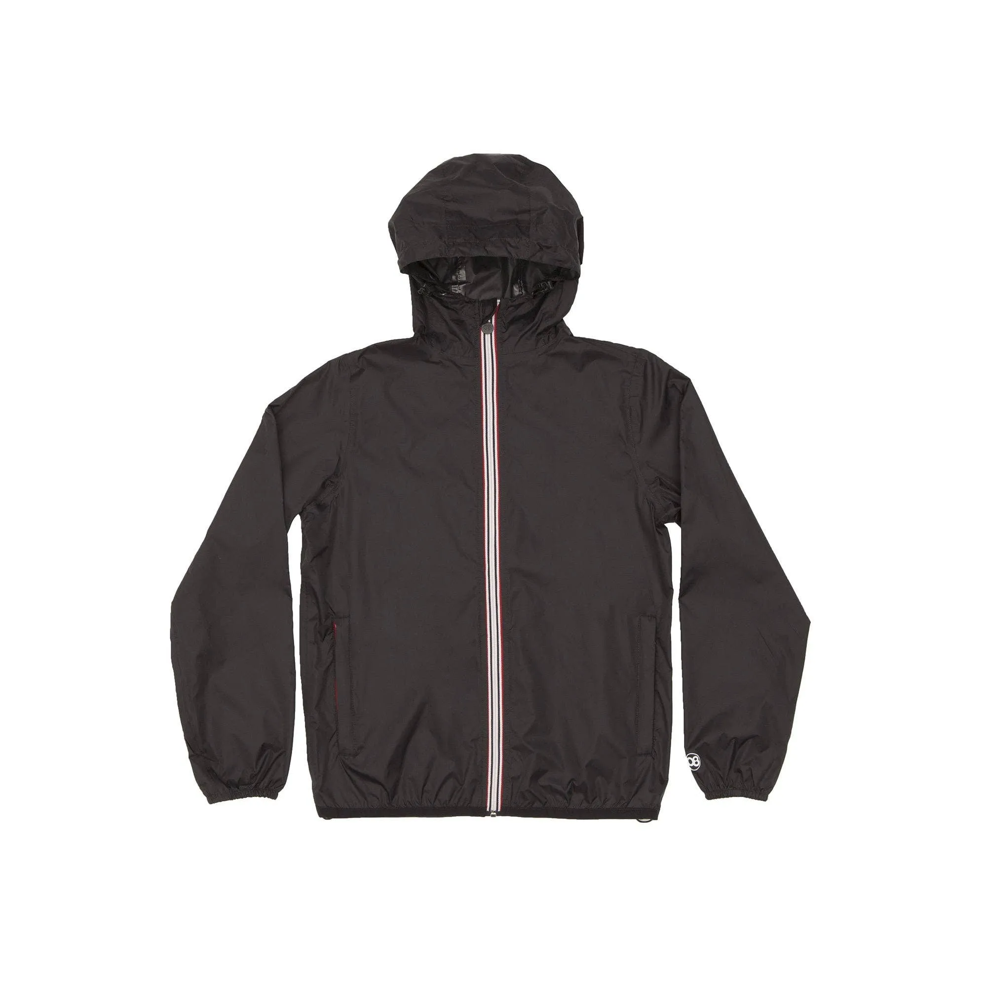 Men's Black Full Zip Packable Rain Jacket and Windbreaker