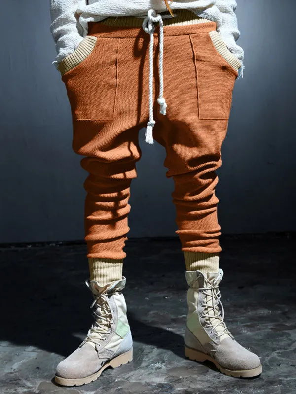 Men’s Knit Patched Jogger Pencil Pants - Casual Sweatpants