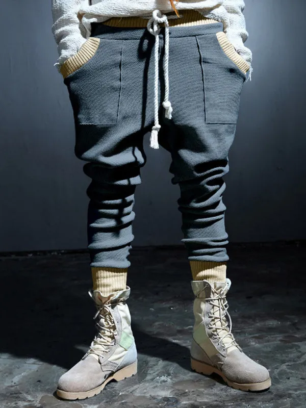 Men’s Knit Patched Jogger Pencil Pants - Casual Sweatpants