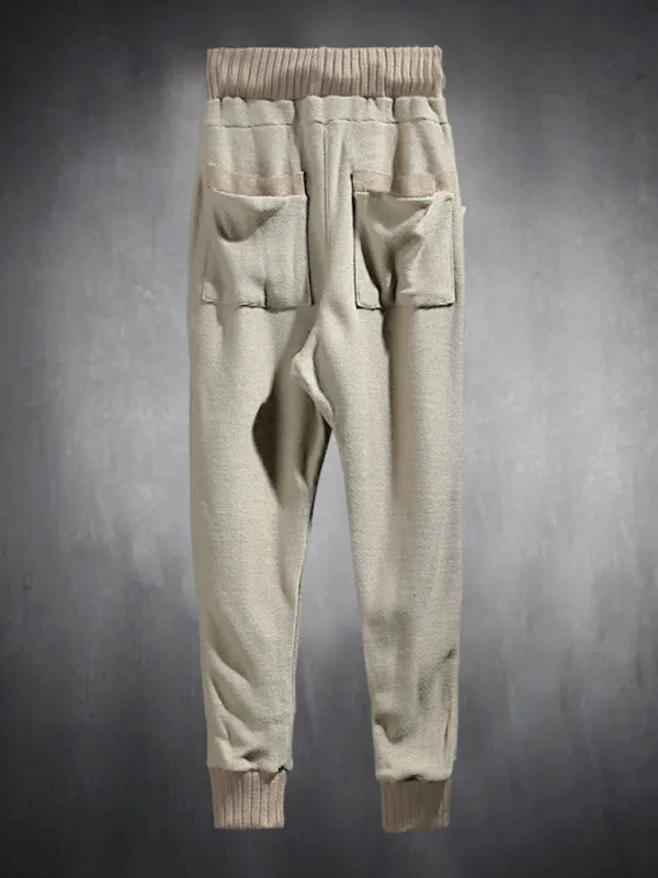 Men’s Knit Patched Jogger Pencil Pants - Casual Sweatpants